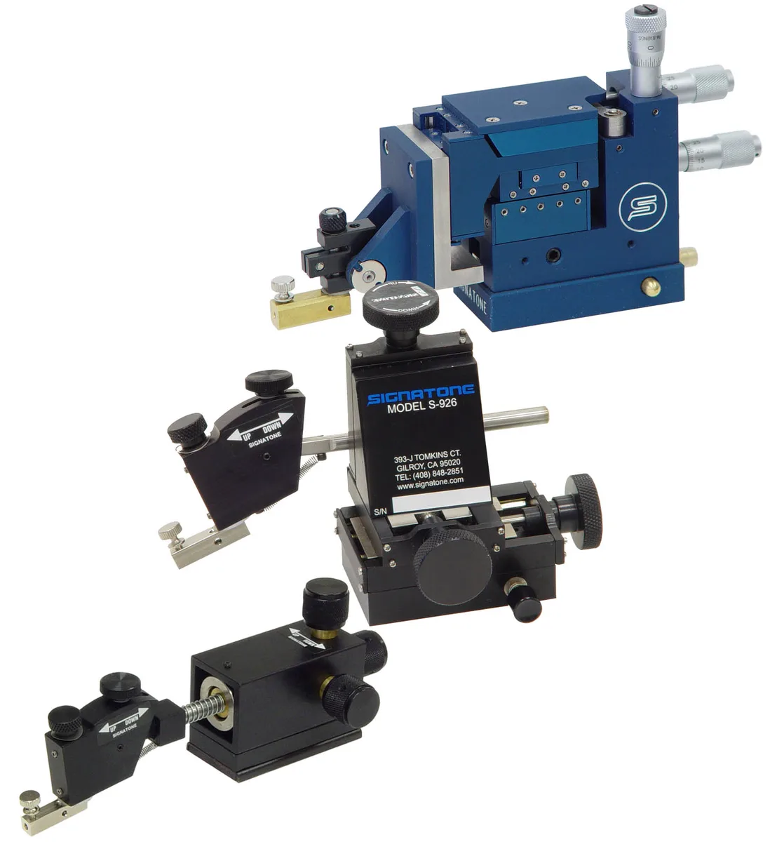 SP-100PV, S-926-PLV and S-725-PLM micropositioners